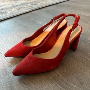 Marc fisher red block heels sling back